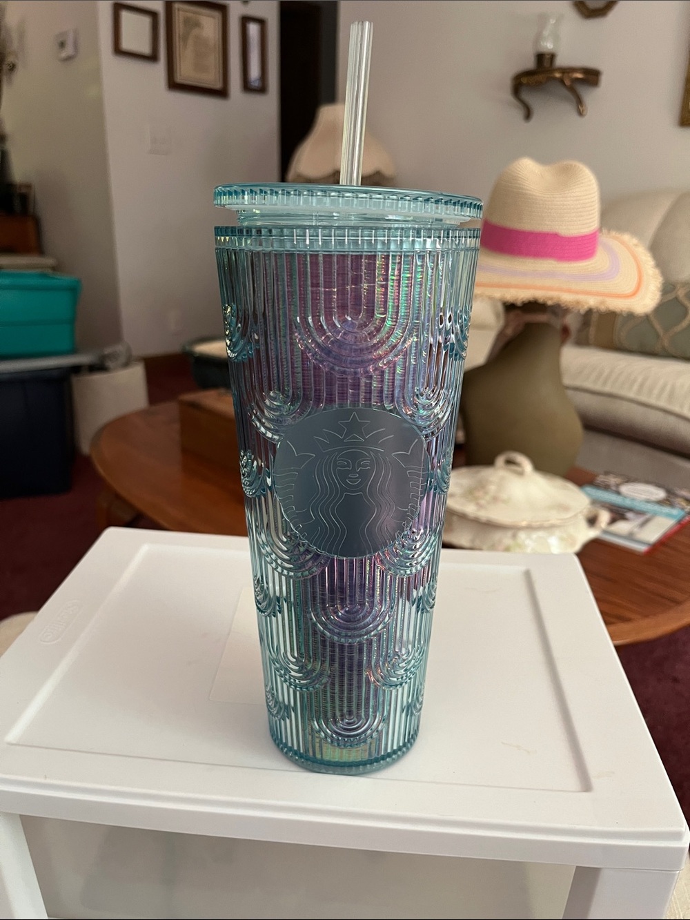 Starbucks Aqua Iridescent Reusable Tumbler with Straw